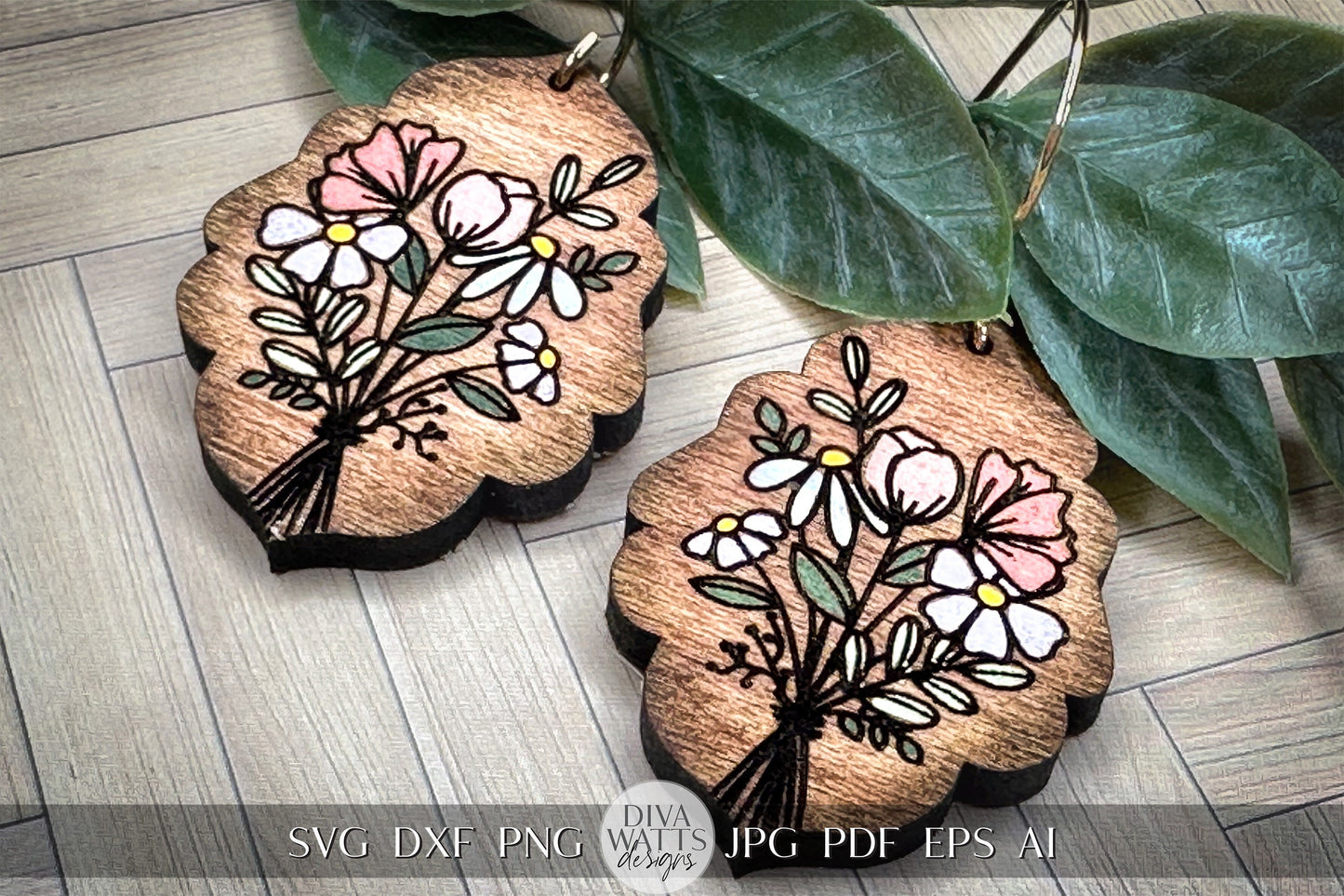 Floral Bouquet Earrings SVG Flower Earrings SVG Laser Earrings svg Glowforge Flower Earrings svg Floral Laser Earring svg Flower Jewelry svg