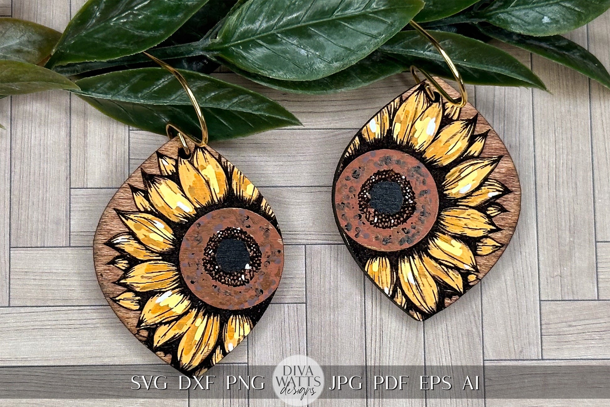 Sunflower Earrings SVG Flower Earrings SVG Laser Earrings svg Glowforge Flower Earrings svg Floral Laser Earring svg Flower Jewelry svg
