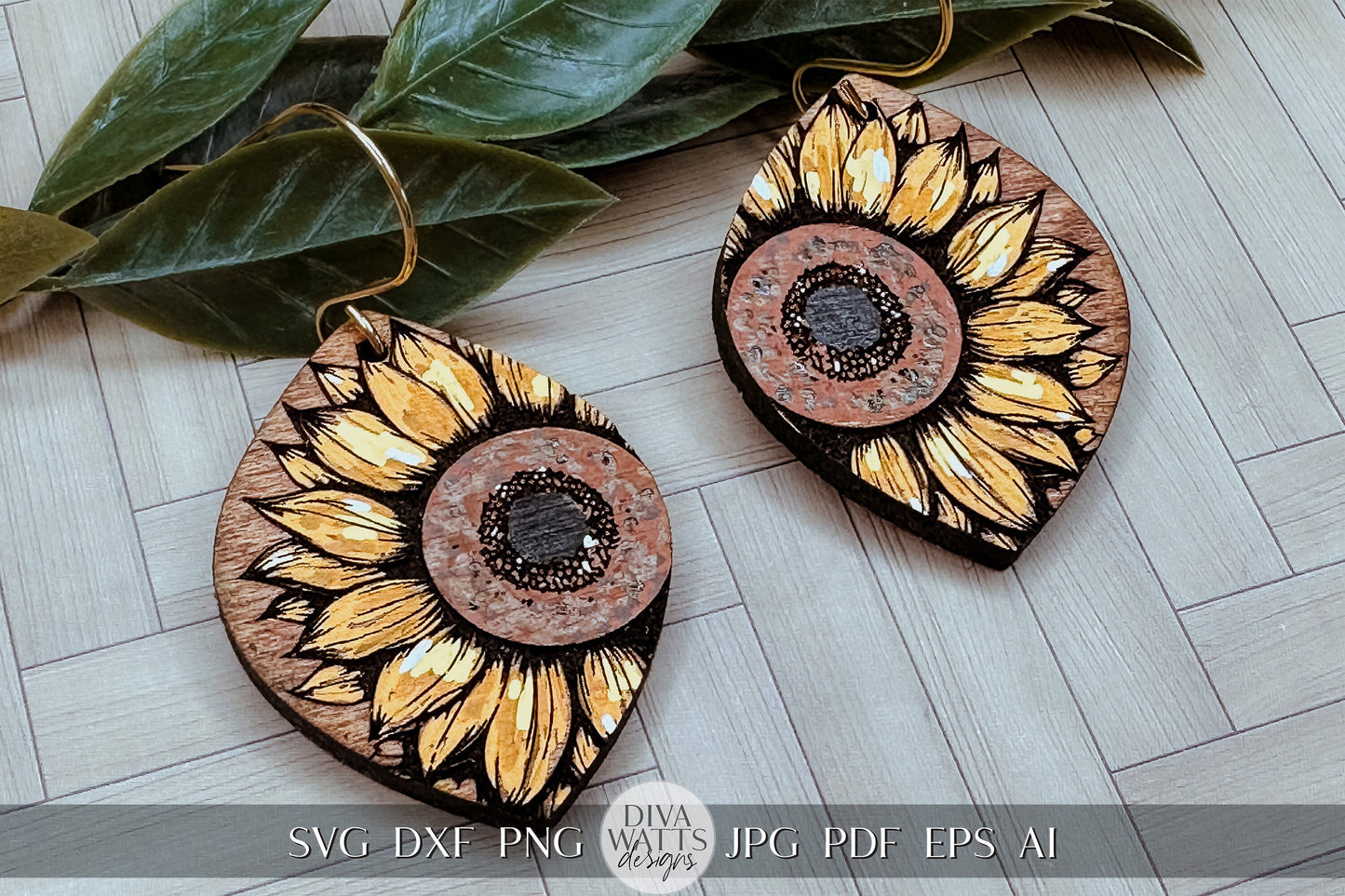 Sunflower Earrings SVG Flower Earrings SVG Laser Earrings svg Glowforge Flower Earrings svg Floral Laser Earring svg Flower Jewelry svg