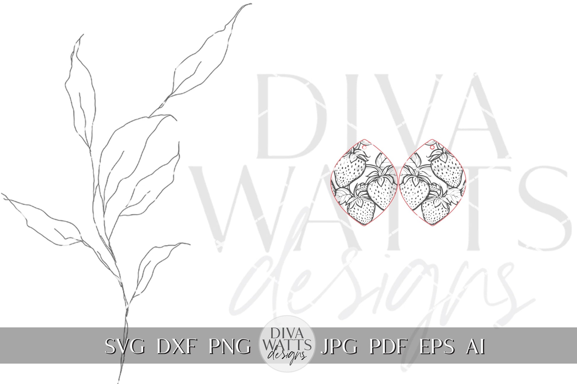 Strawberry Earrings SVG Strawberries Earrings SVG Laser Earrings svg Glowforge Berry Earrings svg Floral Laser Earring svg Glowforge svg