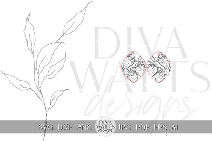 Strawberry Earrings SVG Strawberries Earrings SVG Laser Earrings svg Glowforge Berry Earrings svg Floral Laser Earring svg Glowforge svg