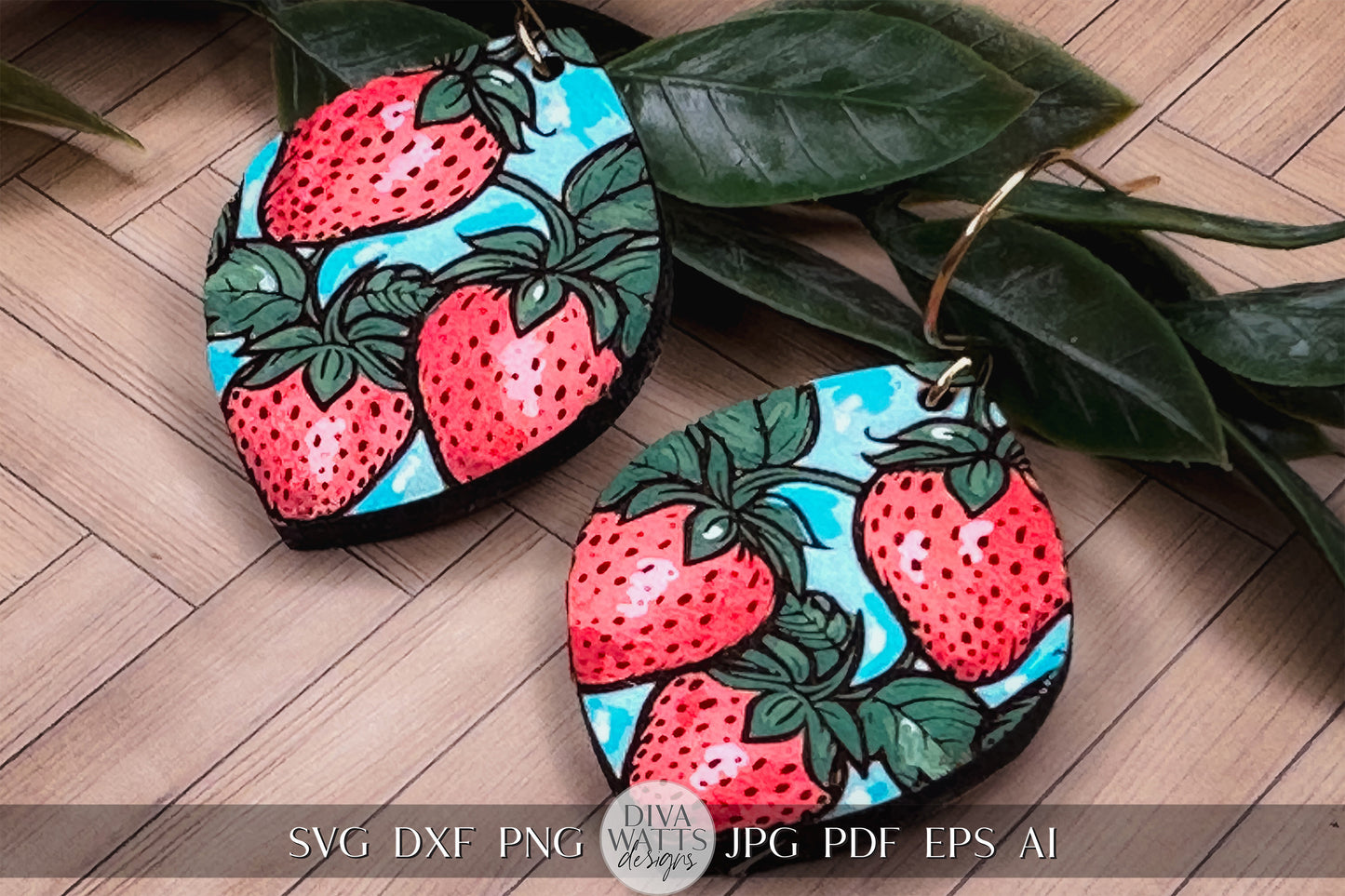 Strawberry Earrings SVG Strawberries Earrings SVG Laser Earrings svg Glowforge Berry Earrings svg Floral Laser Earring svg Glowforge svg