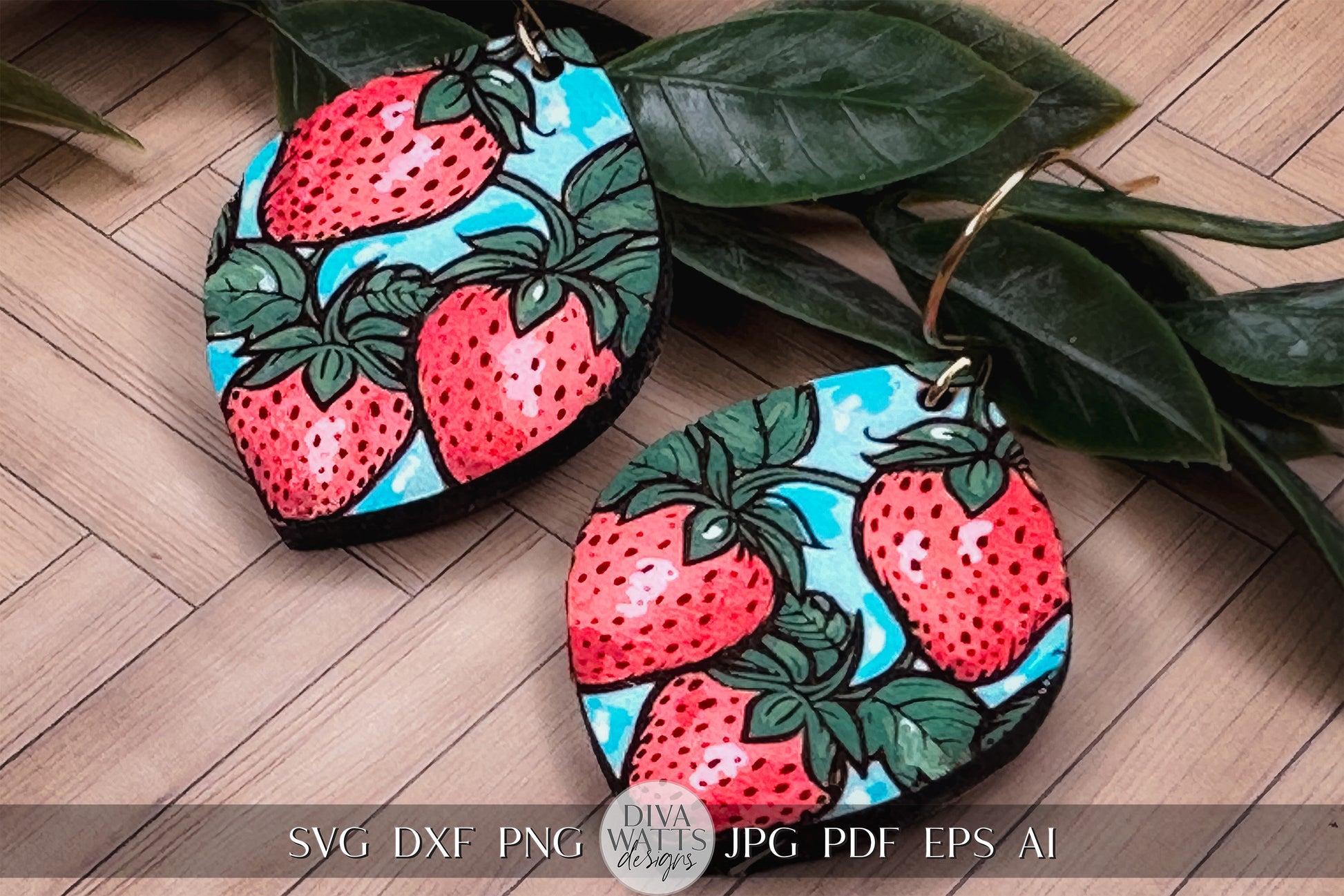 Strawberry Earrings SVG Strawberries Earrings SVG Laser Earrings svg Glowforge Berry Earrings svg Floral Laser Earring svg Glowforge svg