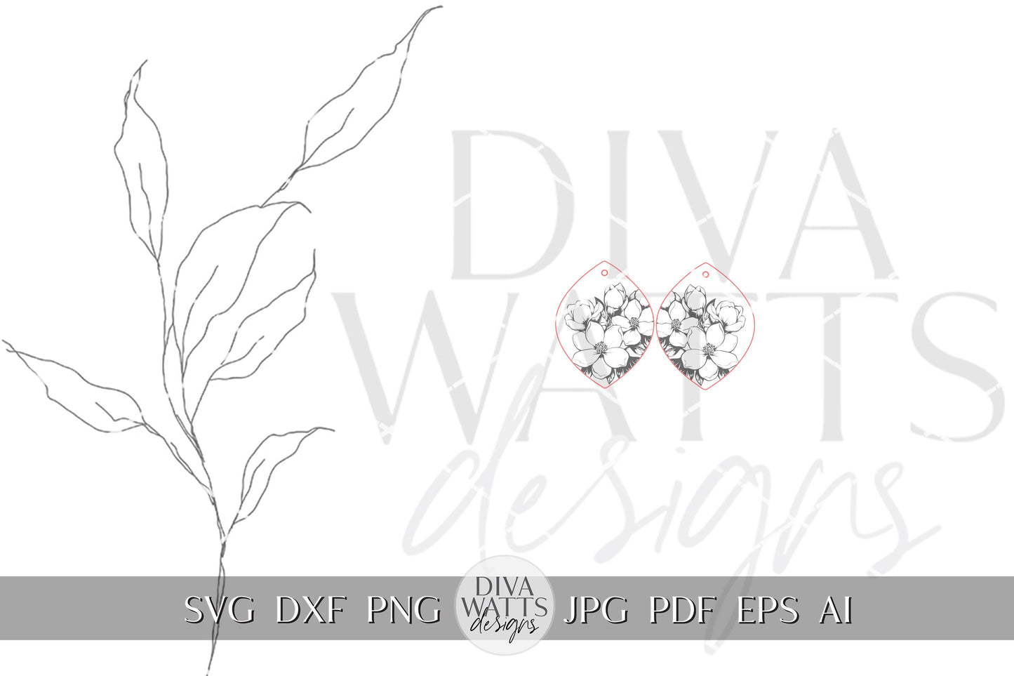 Magnolia Earrings SVG Flower Earrings SVG Laser Earrings svg Glowforge Flower Earrings svg Floral Laser Earring svg Flower Jewelry svg