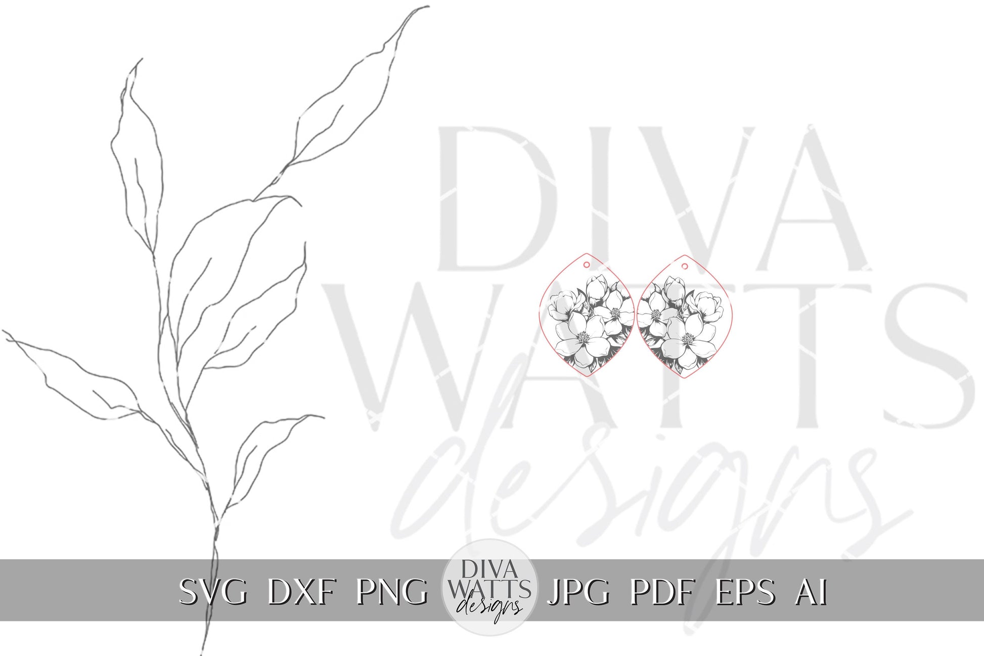 Magnolia Earrings SVG Flower Earrings SVG Laser Earrings svg Glowforge Flower Earrings svg Floral Laser Earring svg Flower Jewelry svg