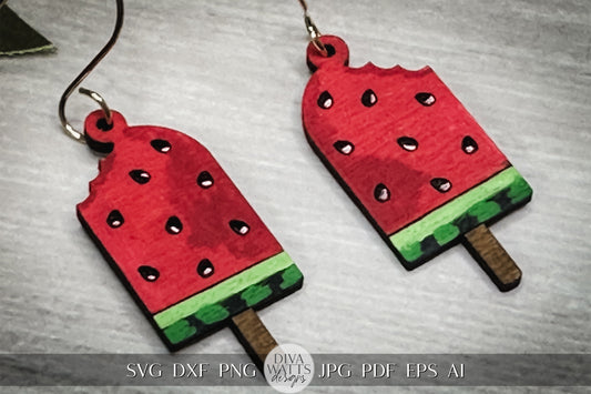 Watermelon Popsicle Earrings SVG Laser SVG Glowforge Earrings SVG Watermelon Earrings svg Popsicle Earrings svg Laser Earrings svg Laser svg
