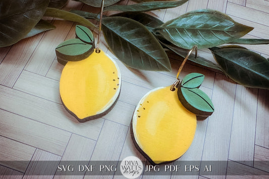 Lemon Earrings SVG Lemons Earrings SVG Laser Earrings svg Glowforge Lemon Earrings svg 3D Lemon Laser Earring svg Glowforge svg