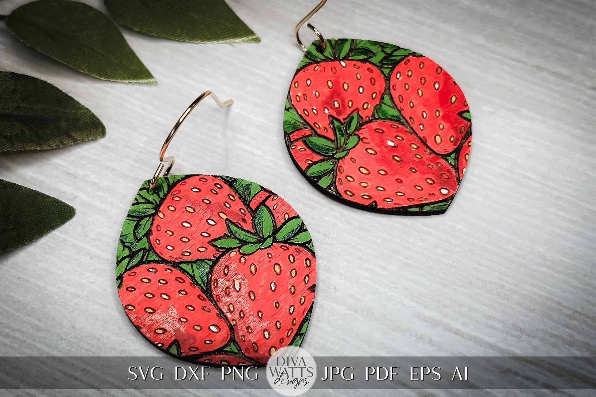 Strawberry Earring SVG Strawberries Earrings SVG Laser Earrings svg Glowforge Berry Earrings svg Floral Laser Earring svg Glowforge svg