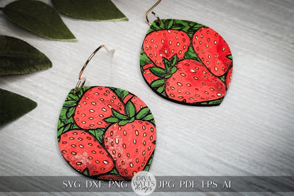 Strawberry Earring SVG Strawberries Earrings SVG Laser Earrings svg Glowforge Berry Earrings svg Floral Laser Earring svg Glowforge svg