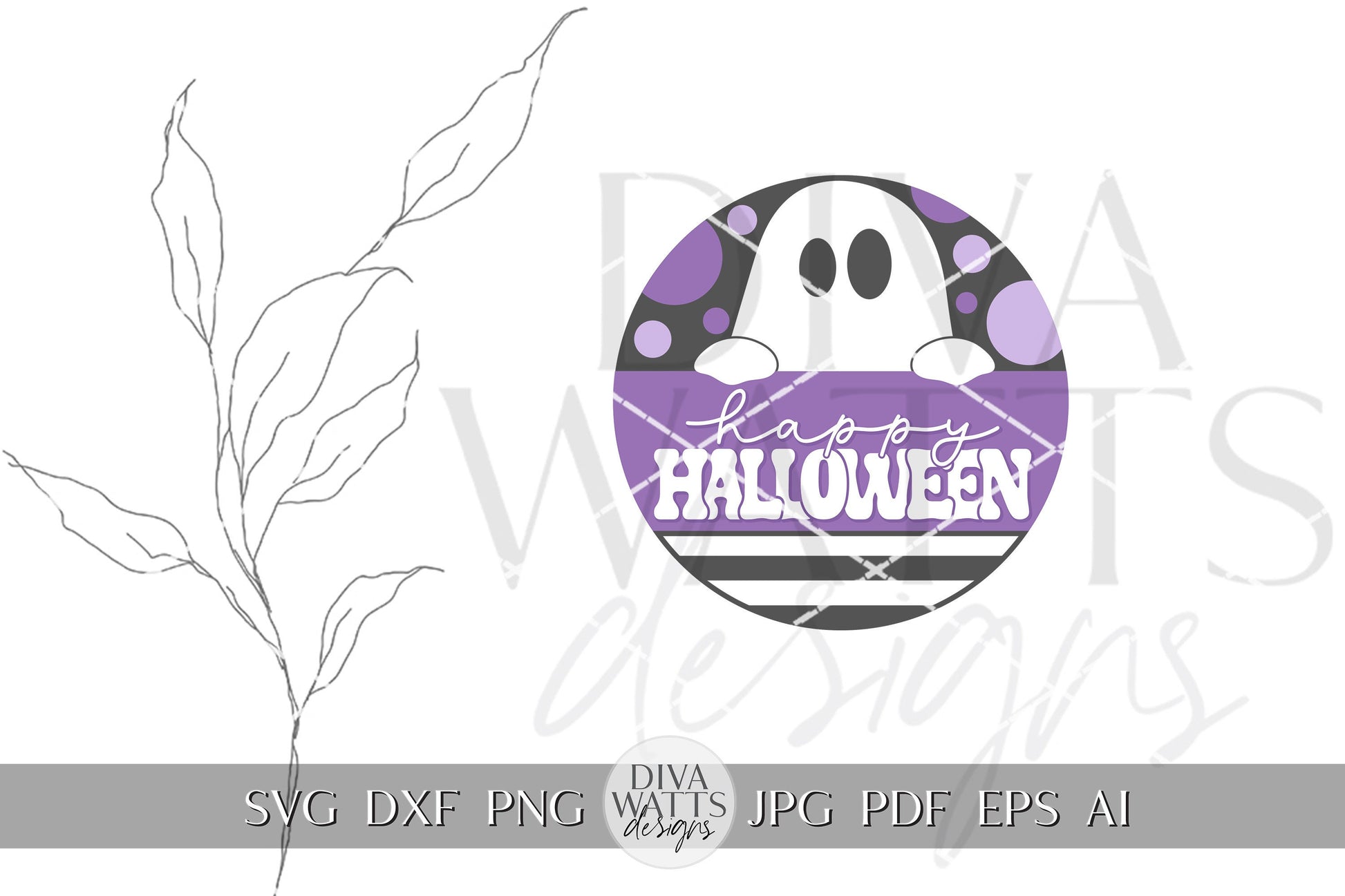 Happy Halloween SVG Halloween Round Design Halloween Ghost Door Hanger Ghost svg Spooky Ghost svg Ghost Decor svg Cricut svg Ghost Sign