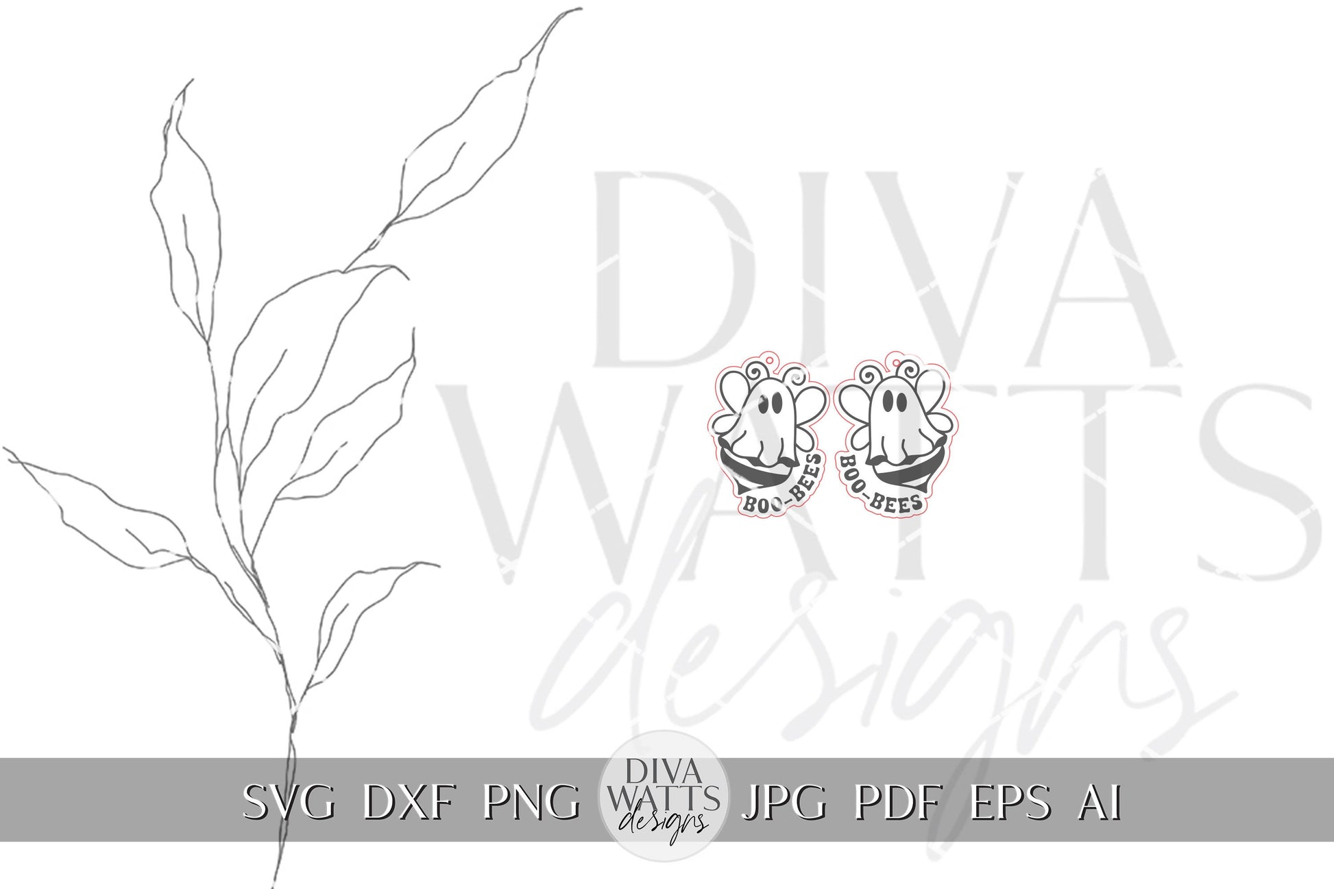 Ghost Earrings SVG For Laser Earrings With Ghost Face for Halloween Earrings For Glowforge Boo Bees Earrings SVG Funny Ghost Earrings