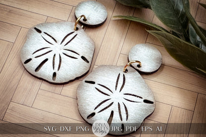 Sand Dollar Earrings SVG Beach Earrings SVG Ocean Earrings SVG Sand Dollar Laser Earring svg Glowforge Earrings File Laser Earrings for Sea