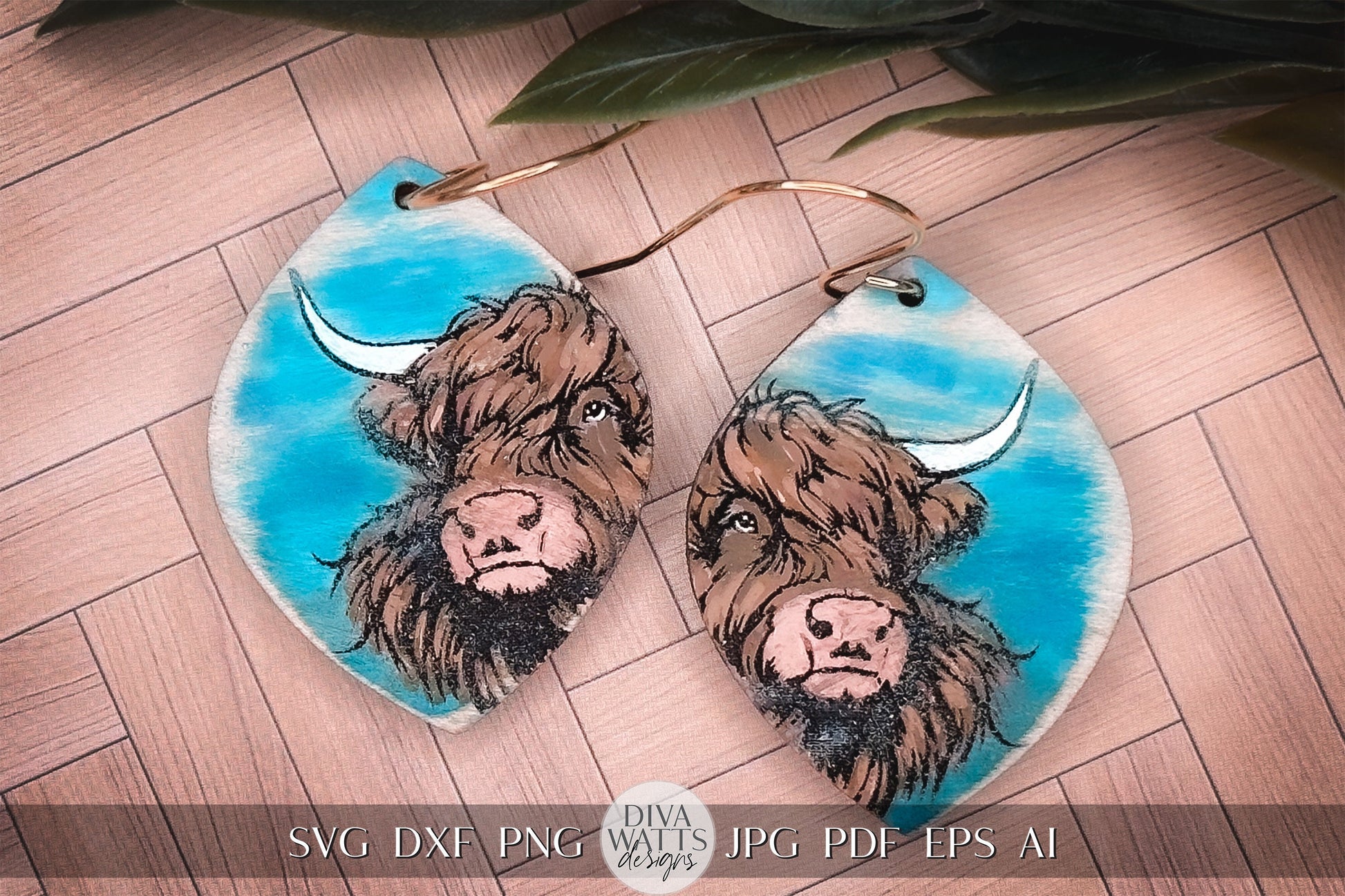 Highland Cow Earrings SVG Cow Earrings For Laser Highland Cow Laser Earrings svg Farm Animal Earrings Dangle Earrings for Laser Glowforge