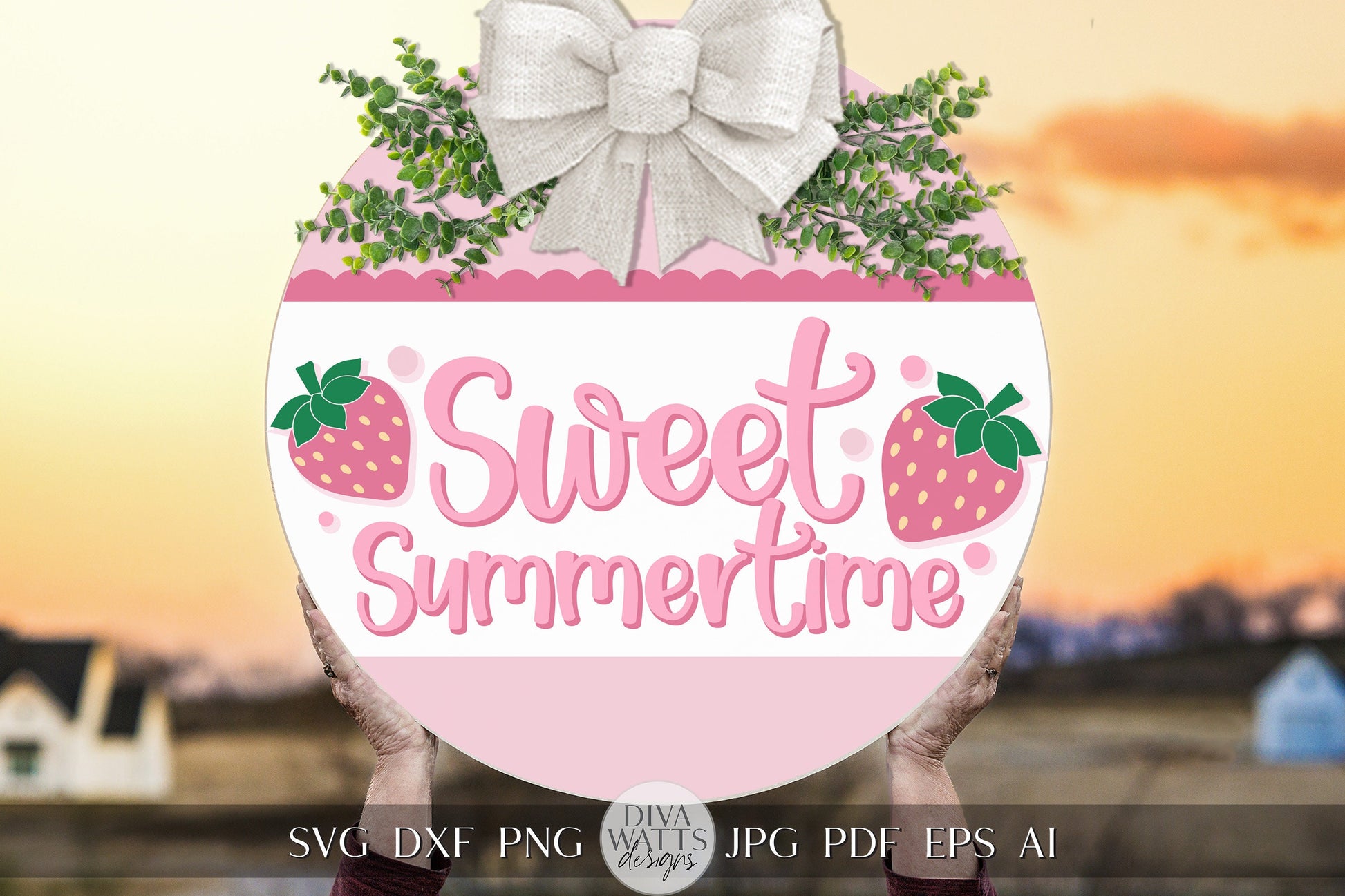 Sweet Summertime SVG Summer Strawberries svg Sweet Strawberry Door Hanger svg Strawberry Sign For Porch svg Strawberry Decor svg Cricut svg