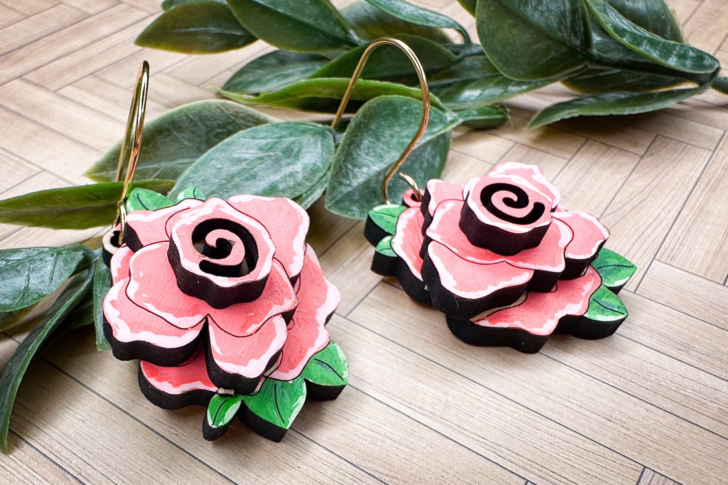 Layered Rose Earrings Glowforge SVG Laser Earrings svg Rose Earrings svg Flower Earrings Laser SVG Laser Earrings For Xtool SVG Floral svg