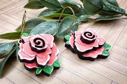 Layered Rose Earrings Glowforge SVG Laser Earrings svg Rose Earrings svg Flower Earrings Laser SVG Laser Earrings For Xtool SVG Floral svg