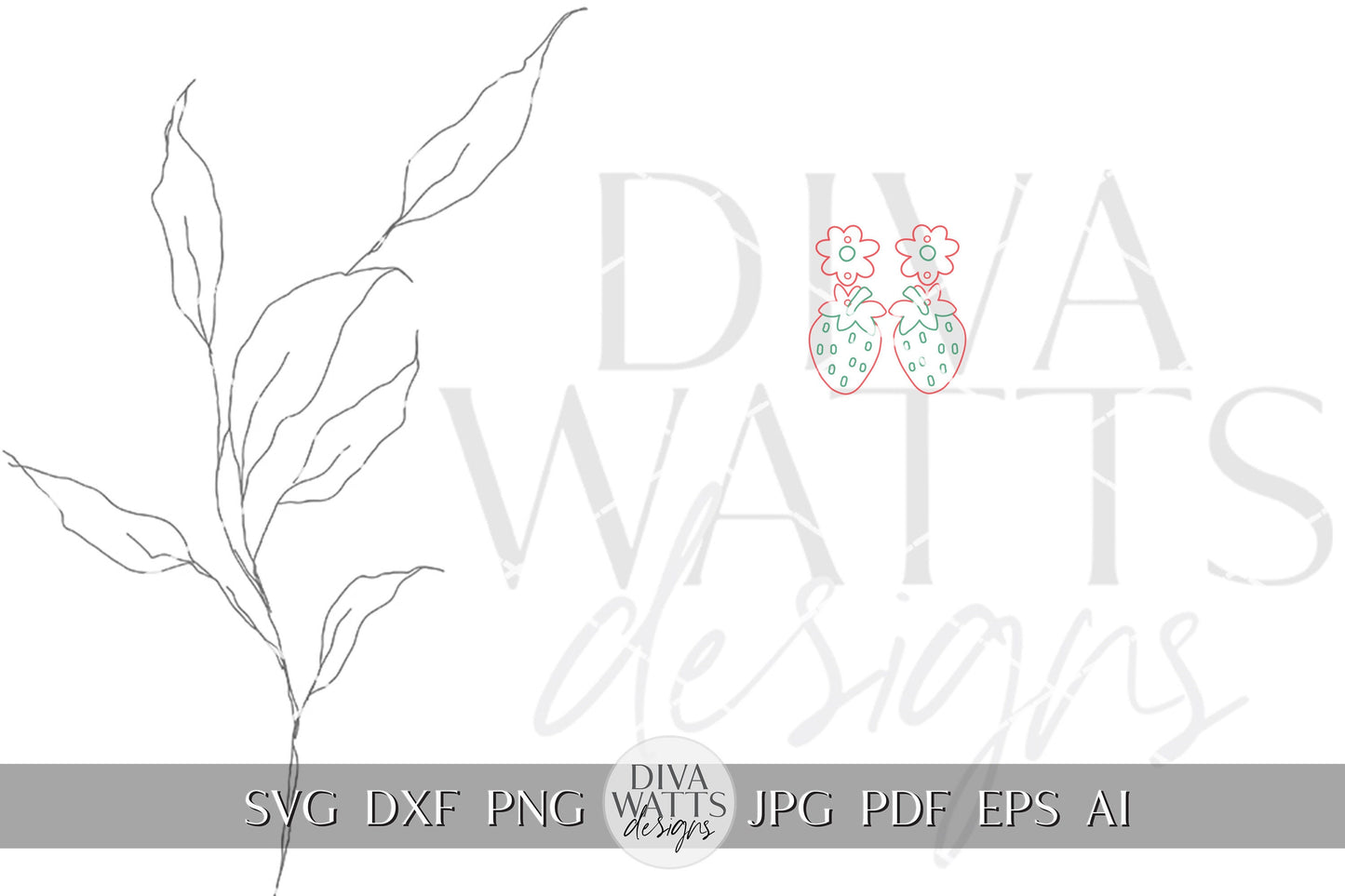 Strawberry Dangle Earrings SVG Strawberries Earrings SVG Laser Earrings svg Glowforge Berry Earrings svg Floral Laser Earring svg Glowforge