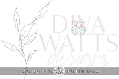 Strawberry Dangle Earrings SVG Strawberries Earrings SVG Laser Earrings svg Glowforge Berry Earrings svg Floral Laser Earring svg Glowforge