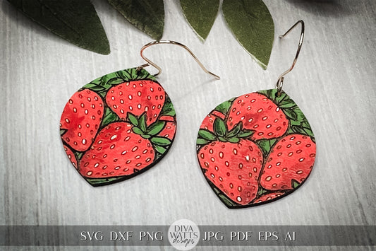 Strawberry Earring SVG Strawberries Earrings SVG Laser Earrings svg Glowforge Berry Earrings svg Floral Laser Earring svg Glowforge svg