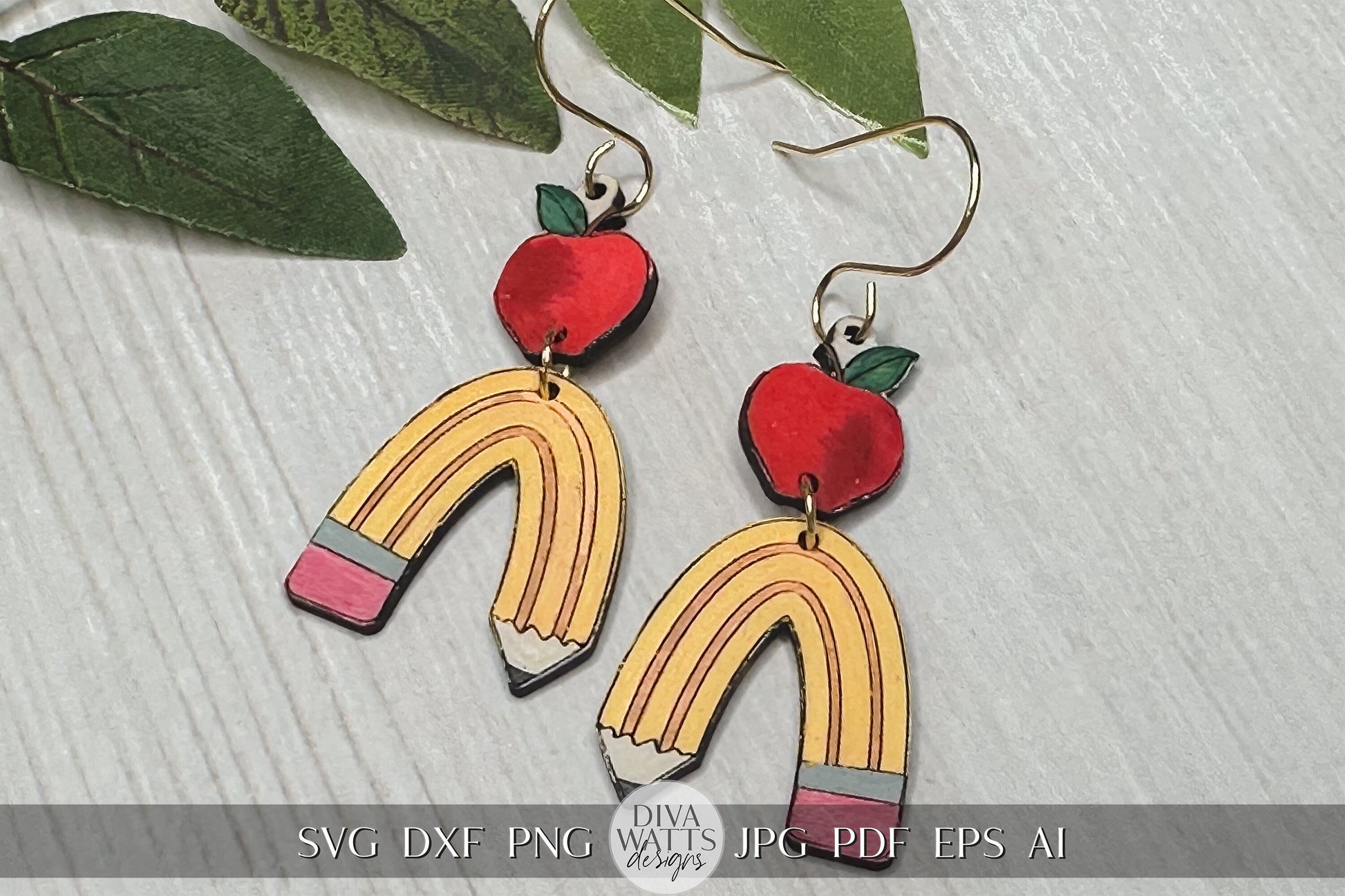 Pencil and Apple Earring SVG Teacher Earrings svg Back To School Earrings svg Laser Earring SVG for Teacher Pencil Earrings Pencil Earrings