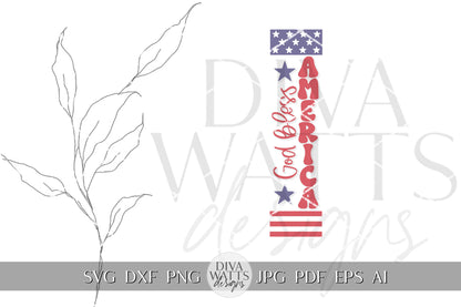 God Bless America SVG Flag 4th Of July Porch Leaner SVG Door Hanger For 4th of July svg For Porch Patriotic svg 4th of July Cricut svg