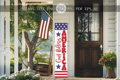 God Bless America SVG Flag 4th Of July Porch Leaner SVG Door Hanger For 4th of July svg For Porch Patriotic svg 4th of July Cricut svg