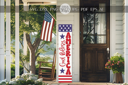 God Bless America SVG Flag 4th Of July Porch Leaner SVG Door Hanger For 4th of July svg For Porch Patriotic svg 4th of July Cricut svg