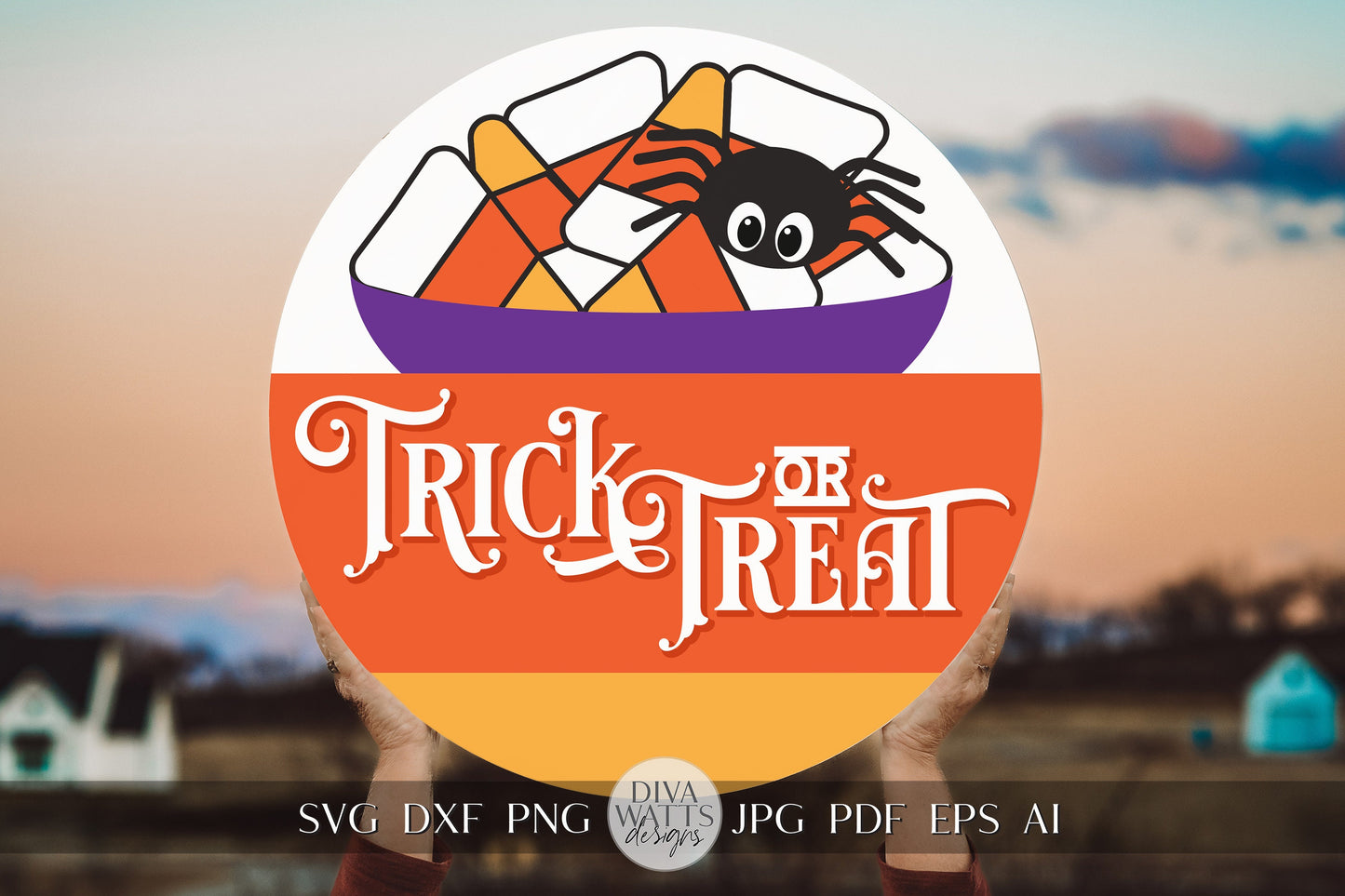 Trick or Treat SVG Halloween Door Hanger For Fall Trick Or Treat Sign SVG Halloween Candy Corn SVG Trick Or Treat Spider svg Welcome Fall