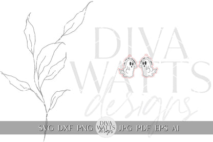 Ghost Earrings SVG For Laser Earrings With Ghost Face for Halloween Earrings For Glowforge Boo In Booty Earrings SVG Funny Ghost Earrings