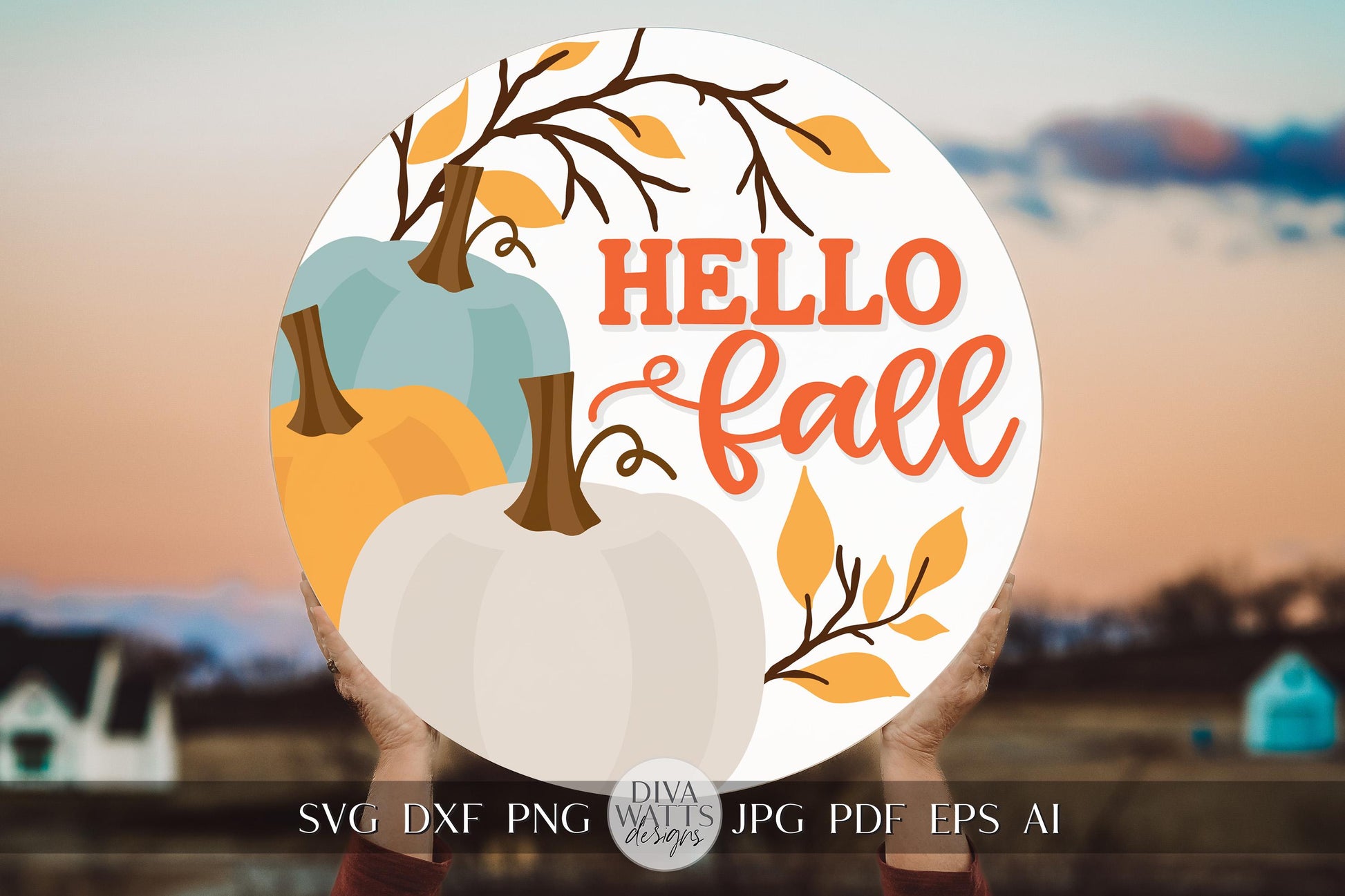 Hello Fall SVG Fall Door Hanger svg Autumn SVG Fall Pumpkins SVG Pumpkin svg for Door Hanger svg Sign For Fall Glowforge Laser svg For Fall