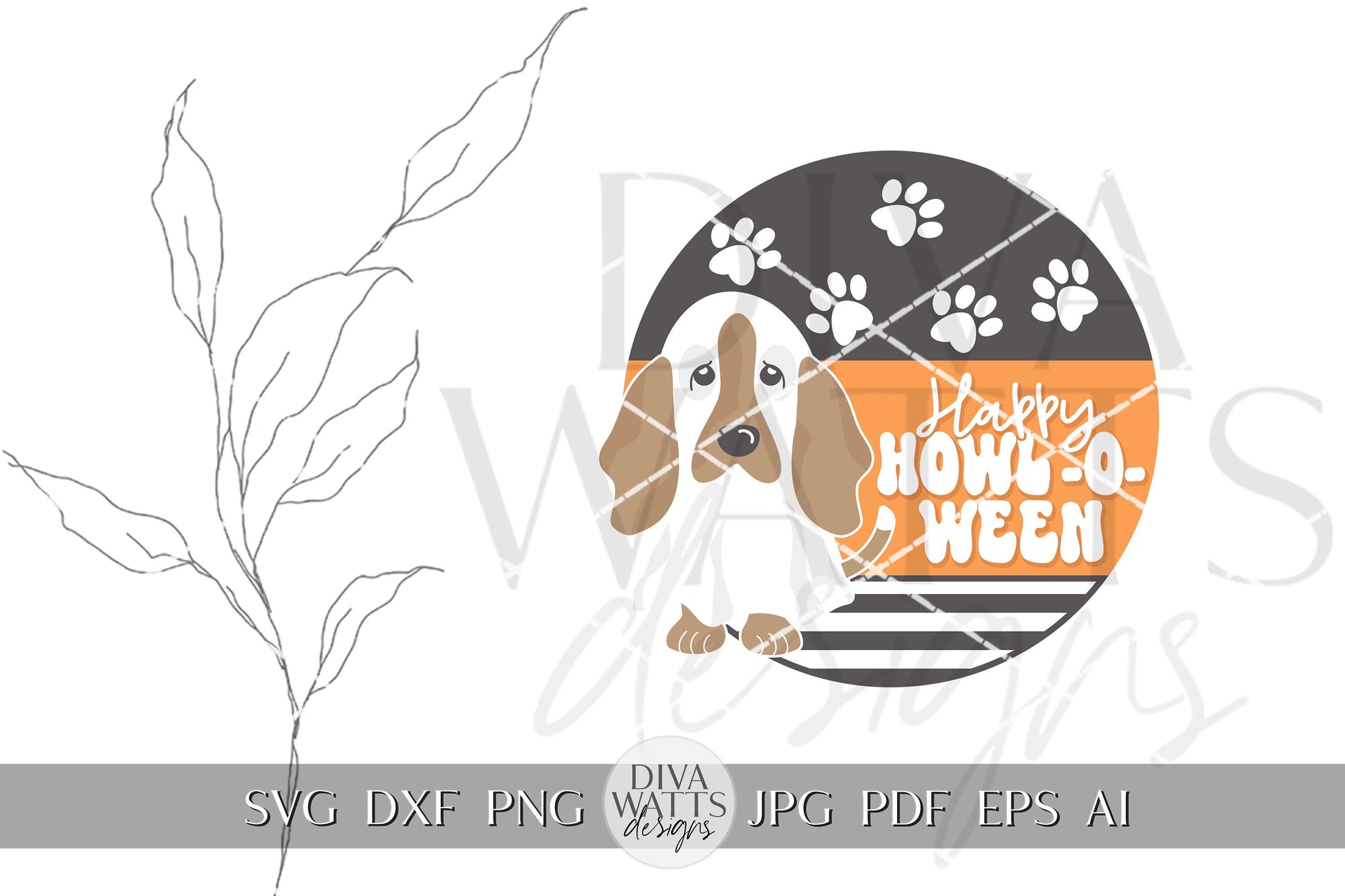 Happy Howl-O-Ween SVG Halloween Round Design Halloween Ghost Dog Door Dog Halloween svg Ghost svg Ghost Decor svg Cricut svg Dog svg