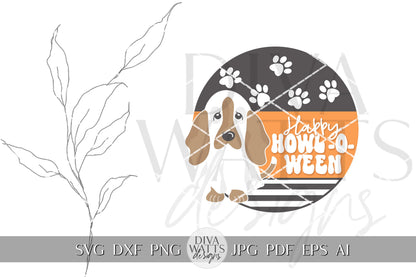 Happy Howl-O-Ween SVG Halloween Round Design Halloween Ghost Dog Door Dog Halloween svg Ghost svg Ghost Decor svg Cricut svg Dog svg