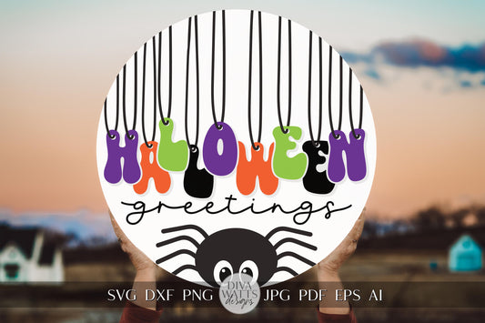 Halloween SVG Halloween Round Design Halloween Greetings Door Hey Boo SVG Halloween Welcome svg Spider svg Spider Decor svg Cricut svg