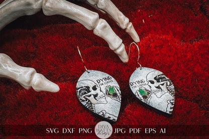 Skeleton Halloween Earrings Glowforge Earrings SVG Halloween Earrings svg Xtool Laser Earrings svg Earrings for Fall svg Dying for Coffee