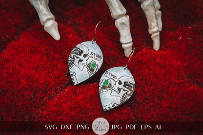 Skeleton Halloween Earrings Glowforge Earrings SVG Halloween Earrings svg Xtool Laser Earrings svg Earrings for Fall svg Dying for Coffee