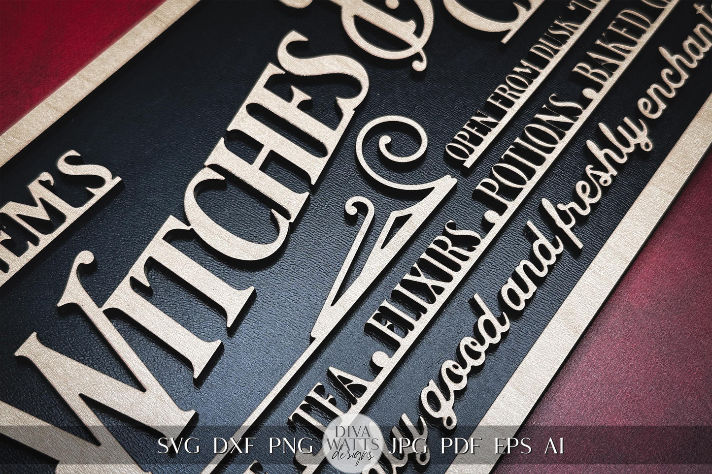 Witches Brew Cafe SVG For Laser Sign SVG Glowforge Halloween svg Xtool SVG for Sign Laser File for Halloween svg for Laser Cut File