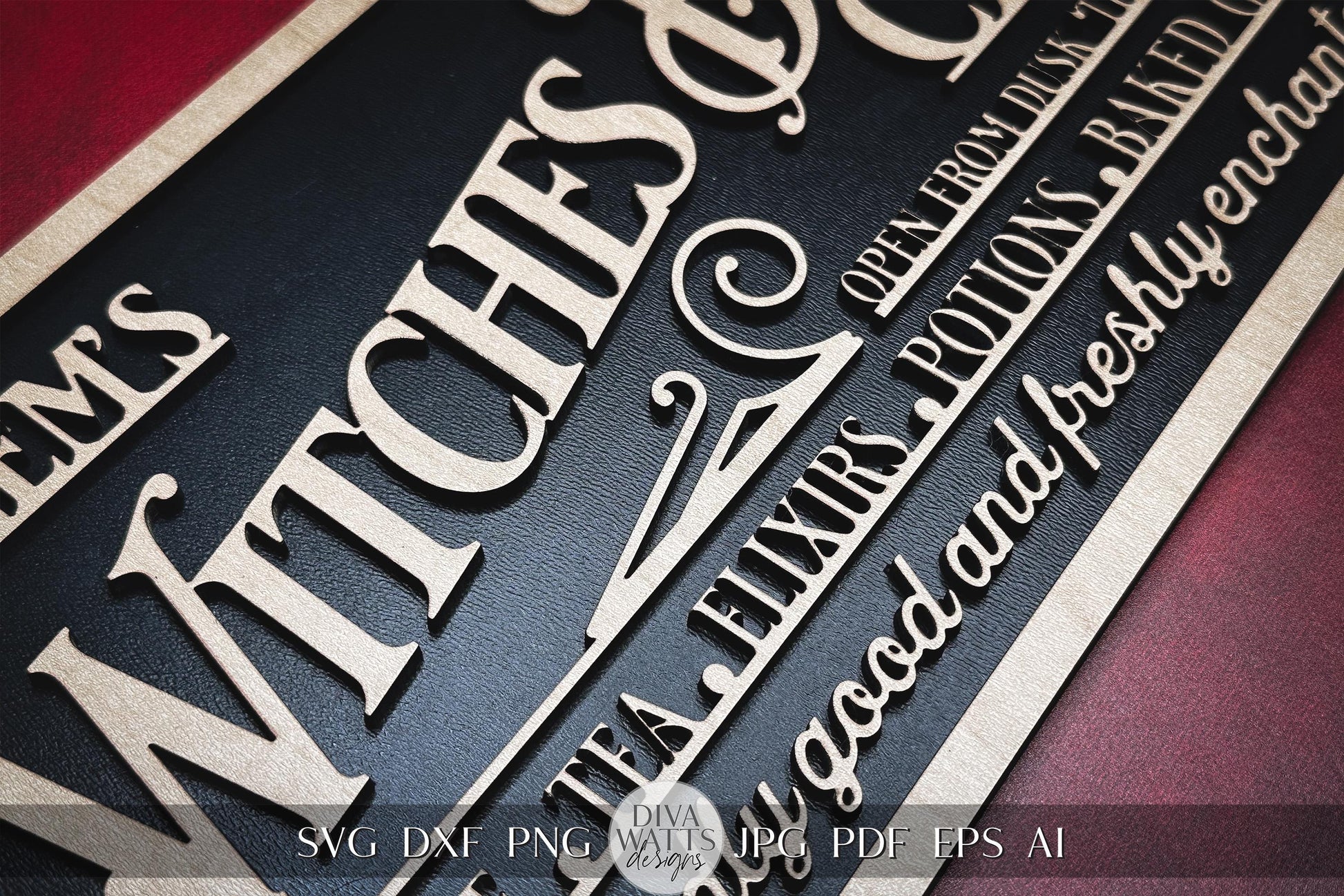 Witches Brew Cafe SVG For Laser Sign SVG Glowforge Halloween svg Xtool SVG for Sign Laser File for Halloween svg for Laser Cut File