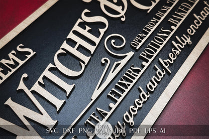 Witches Brew Cafe SVG For Laser Sign SVG Glowforge Halloween svg Xtool SVG for Sign Laser File for Halloween svg for Laser Cut File