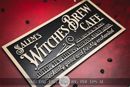 Witches Brew Cafe SVG For Laser Sign SVG Glowforge Halloween svg Xtool SVG for Sign Laser File for Halloween svg for Laser Cut File