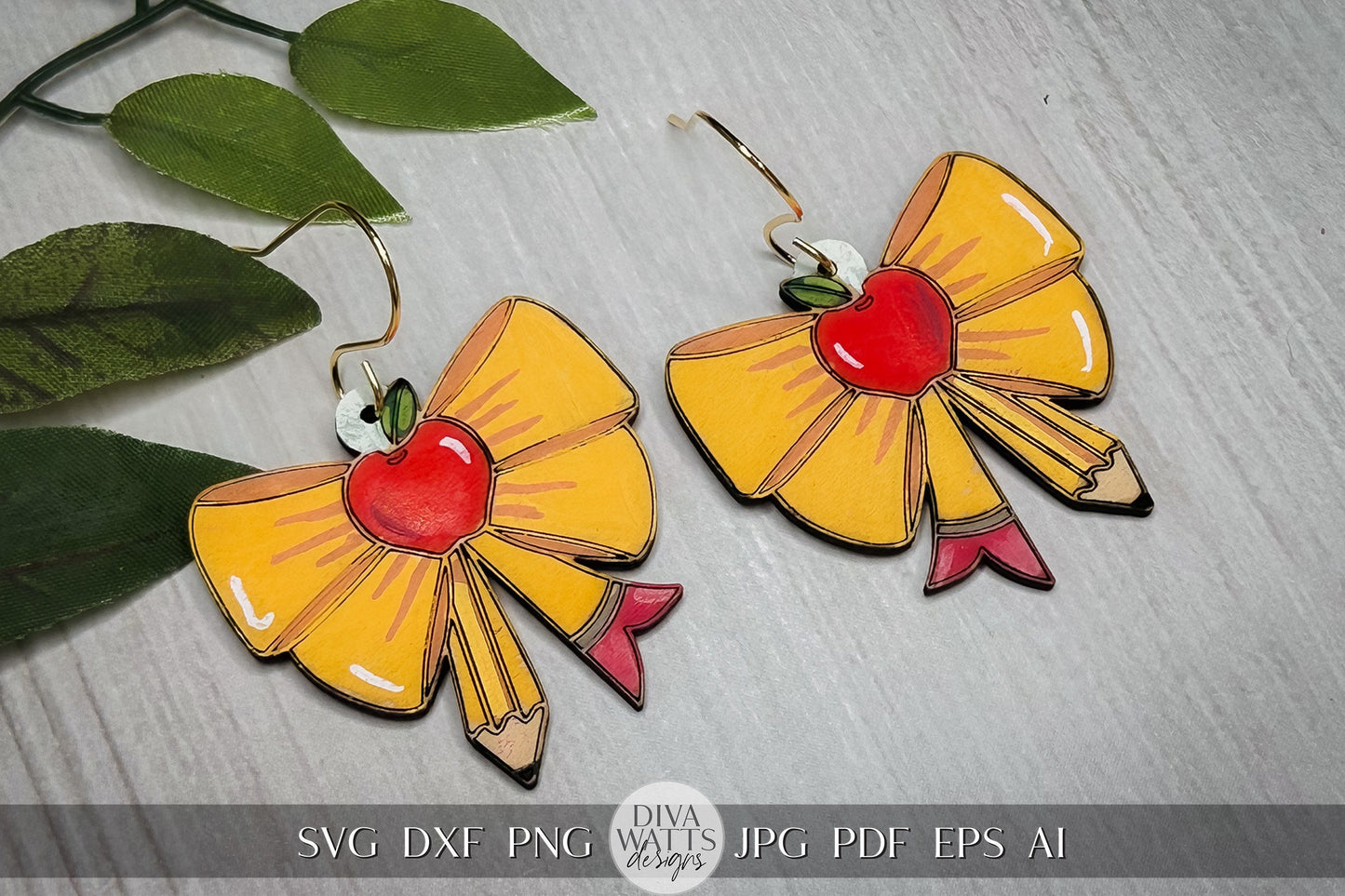 Pencil Bow Earring SVG Teacher Earrings svg Back To School Earrings svg Laser Earring SVG for Teacher Pencil Earrings Bow Earrings svg