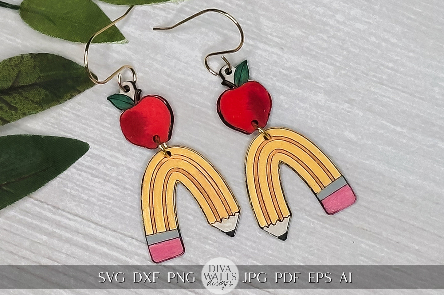 Pencil and Apple Earring SVG Teacher Earrings svg Back To School Earrings svg Laser Earring SVG for Teacher Pencil Earrings Pencil Earrings