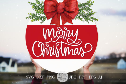 Merry Christmas SVG Hand Lettered Christmas SVG Christmas Door Hanger svg Christmas Sign SVG Winter Home Decor svg Holiday Sign svg Cricut