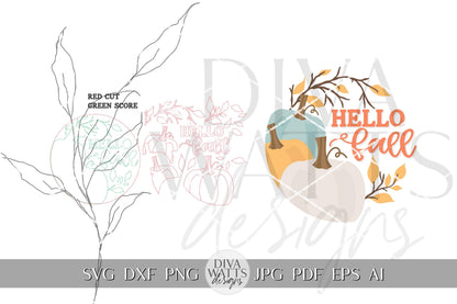 Hello Fall SVG Fall Door Hanger svg Autumn SVG Fall Pumpkins SVG Pumpkin svg for Door Hanger svg Sign For Fall Glowforge Laser svg For Fall
