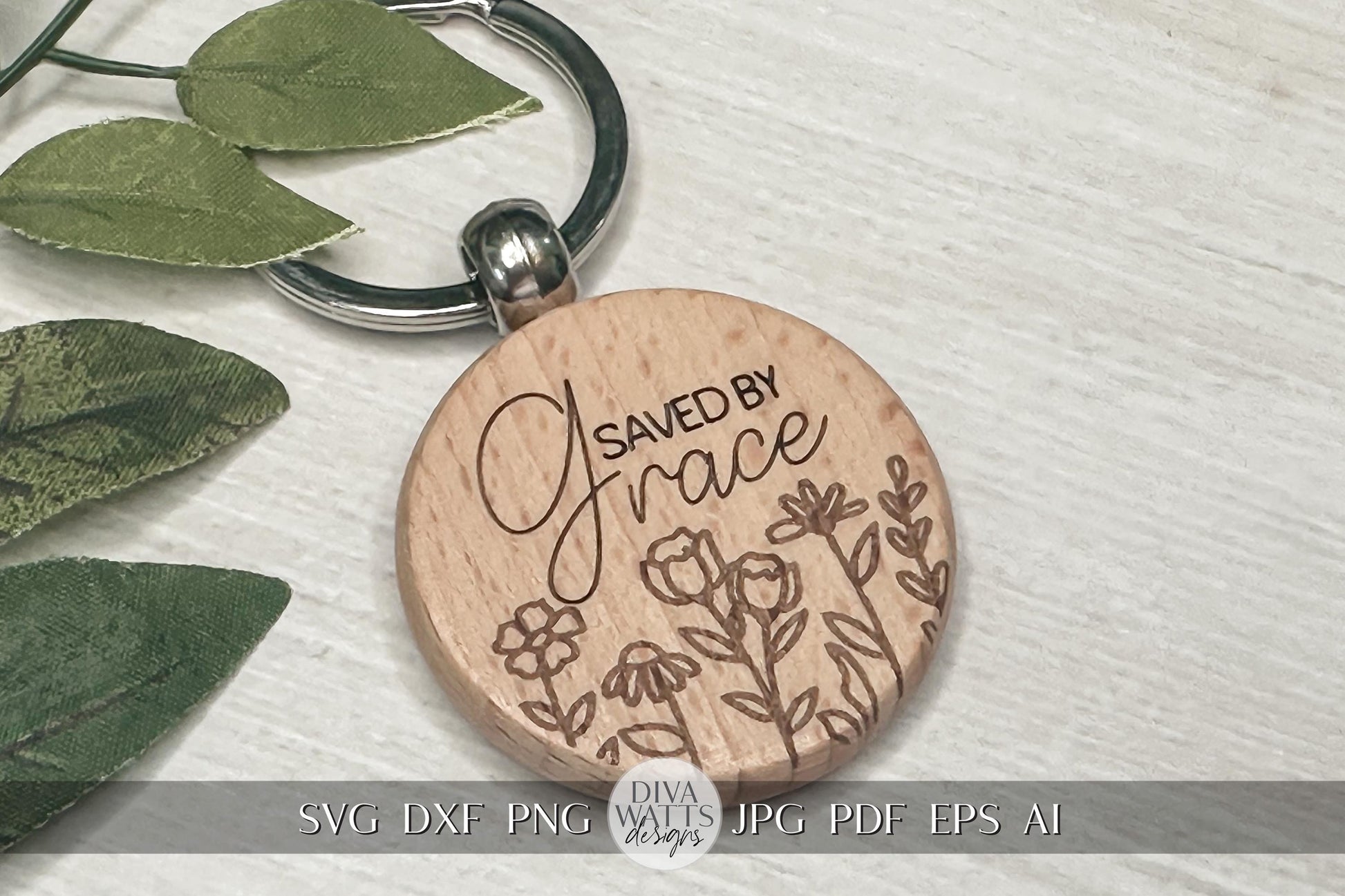 Saved By Grace SVG Xtool F1 Ultra Compatible File Glowforge SVG Laser Engrave File Laser Floral svg Keychain SVG for XTool F1 Round Design