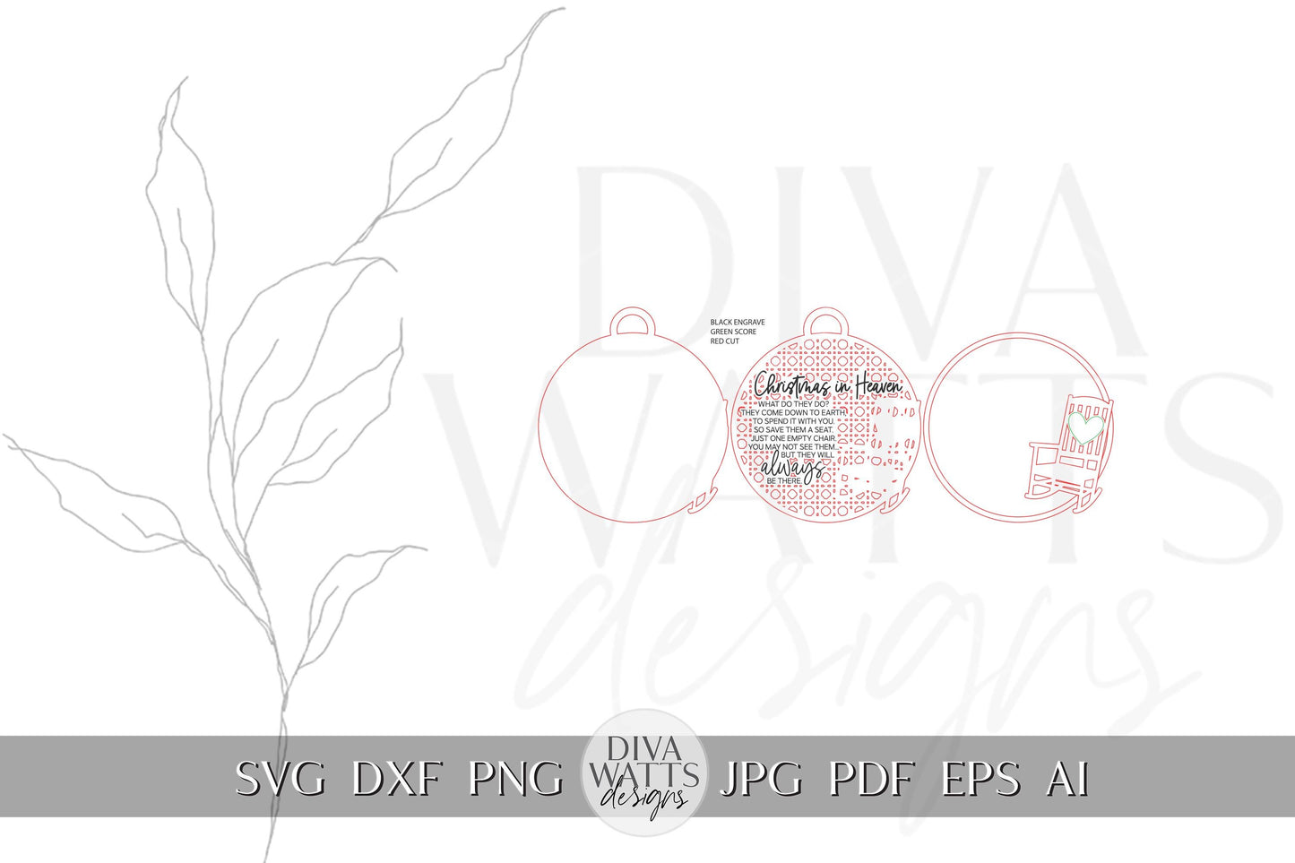 Christmas in Heaven Ornament SVG Laser File Christmas In Heaven Wood Ornament Personalized Ornament Memorial Ornament for Glowforge svg