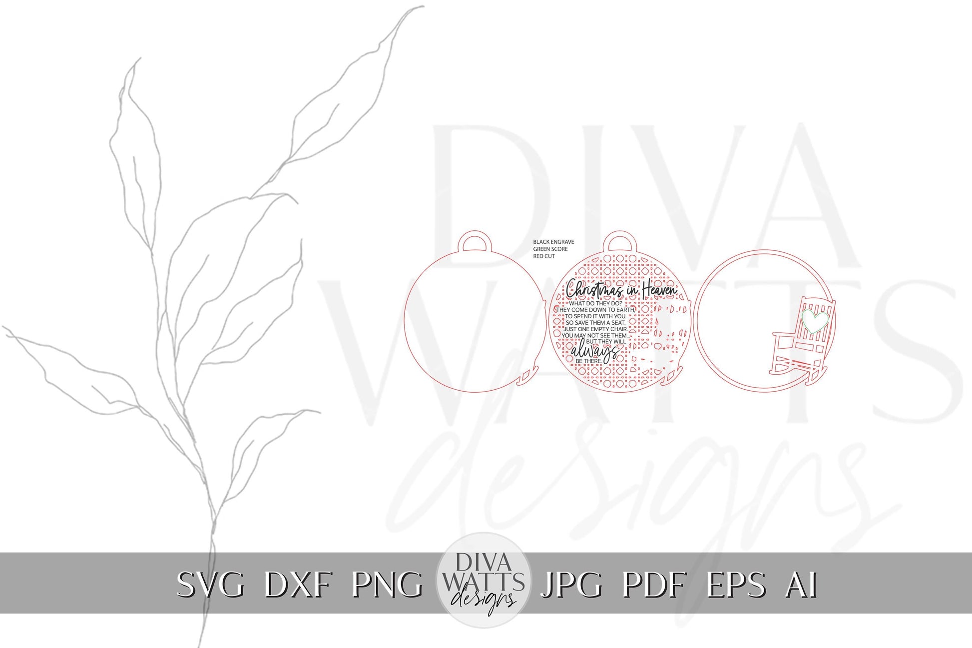 Christmas in Heaven Ornament SVG Laser File Christmas In Heaven Wood Ornament Personalized Ornament Memorial Ornament for Glowforge svg