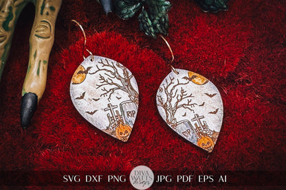 Cemetery Halloween Earrings Glowforge Earrings SVG Halloween Earrings svg Xtool Laser Earrings svg Earrings for Fall svg Spooky Earrings svg