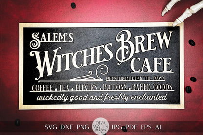 Witches Brew Cafe SVG For Laser Sign SVG Glowforge Halloween svg Xtool SVG for Sign Laser File for Halloween svg for Laser Cut File