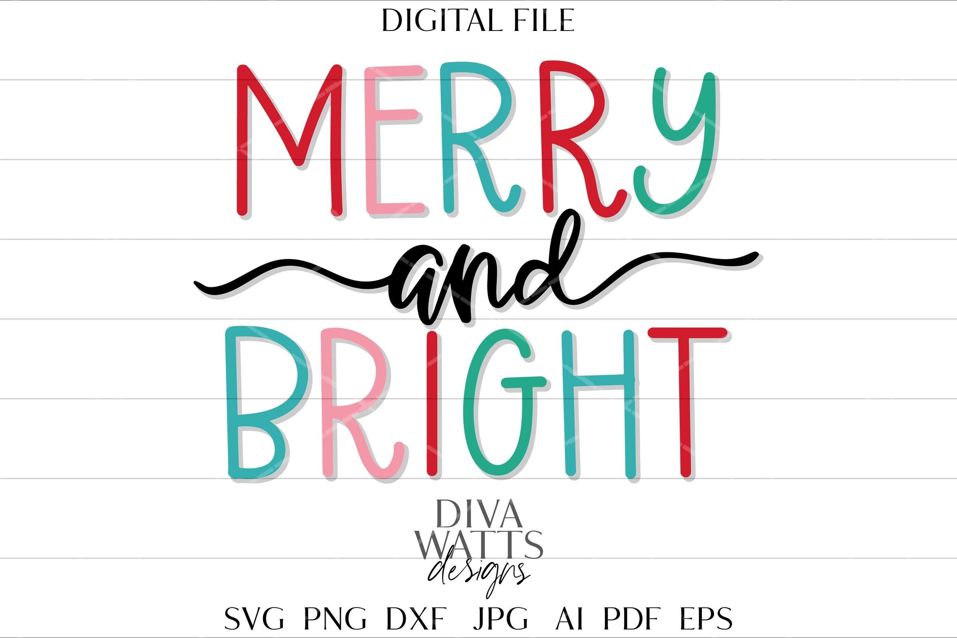 Merry & Bright SVG Merry svg Hand Lettered svg Cricut Cut File Christmas Quote Christmas Shirt svg Bright svg Christmas svg for Cricut svg