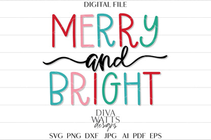 Merry & Bright SVG Merry svg Hand Lettered svg Cricut Cut File Christmas Quote Christmas Shirt svg Bright svg Christmas svg for Cricut svg